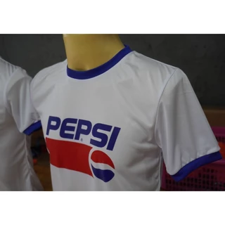เสื้อยืดวินเทจ ยุค 90 เสื้อยืดขาวคอน้ำเงิน A009 สกรีนลายPEPSI(1) เนื้อผ้ากีฬา นุ่ม ลื่น เบา สบาย