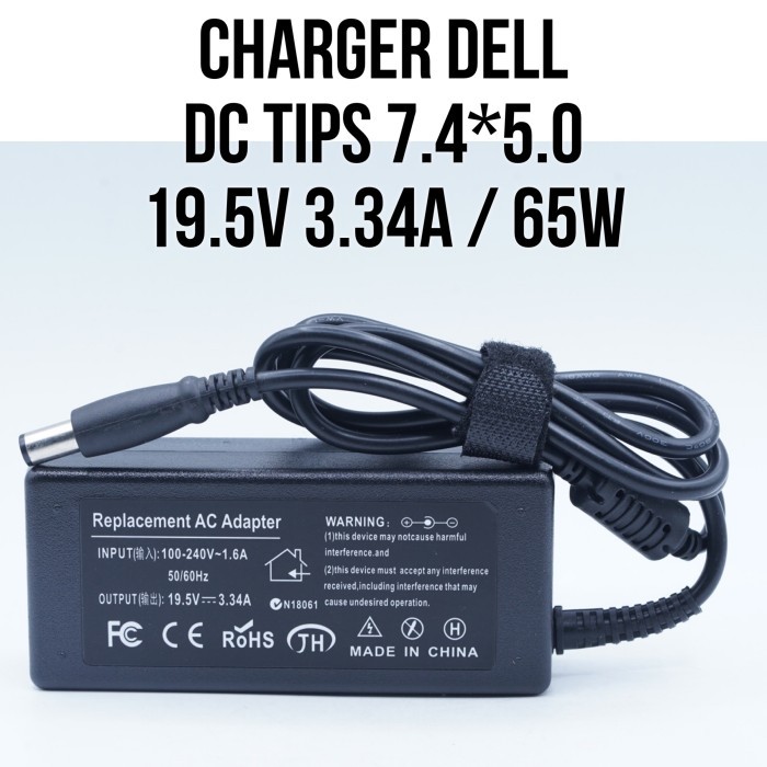 DELL 19.5V 3.34A 65 วัตต์ DC เคล็ดลับ Jek 7.4*5.0 อะแดปเตอร์ชาร์จโน๊ตบุ๊คแล็ปท็อปพร้อมสายไฟเครื่องชา