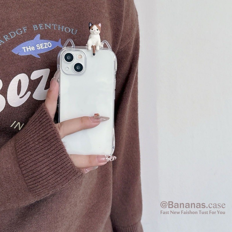 Iphone 16 15 14 13 12 11 Pro Max X Xr Xs Maxเคสโทรศัพท์Ins 3D DIYน่ารักมินิแมวหูแมวSoftปกหลังหนัง - รูปที่ 3