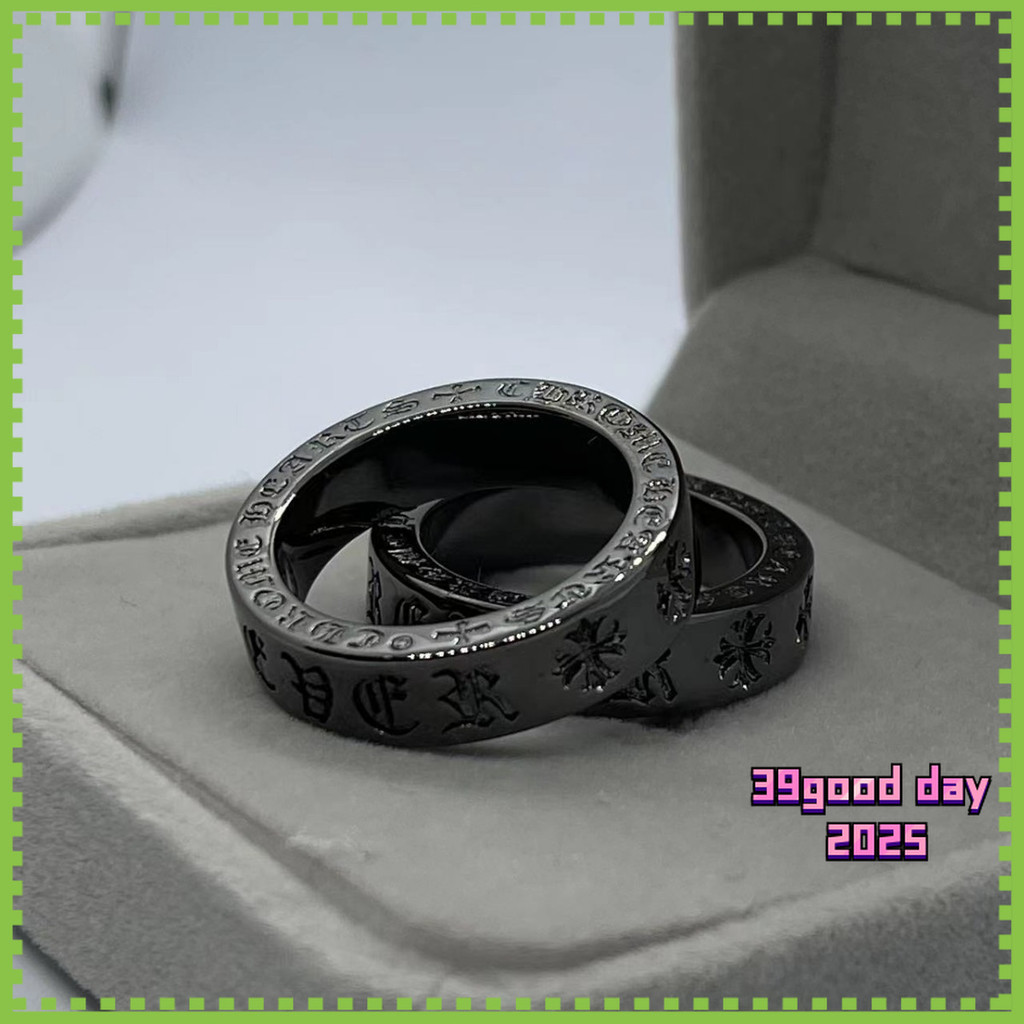 [โครเมี่ยม -บ้าน] หัวใจนิรันดร์พร้อมแหวนสีดําเพชรย้อนยุคผู้ชายและผู้หญิง/ 53147