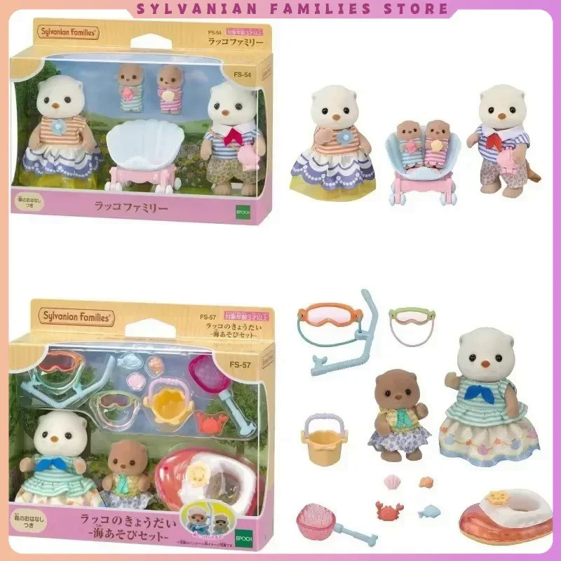 Original Sylvanian Families 2024 Kawaii Children Toys Anime Figure Sea Otter Family Hot Collectible 