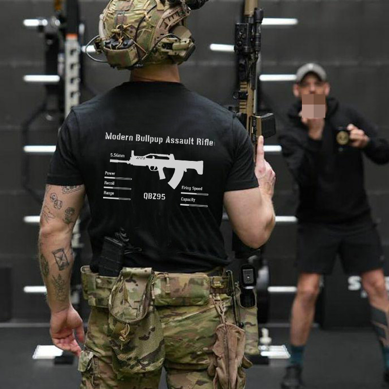 เสื้อยืดแขนสั้นผู้ชาย Hardman Club QBZ95 พิมพ์.Pattern บนเนื้อผ้าPremium Cotton 100%