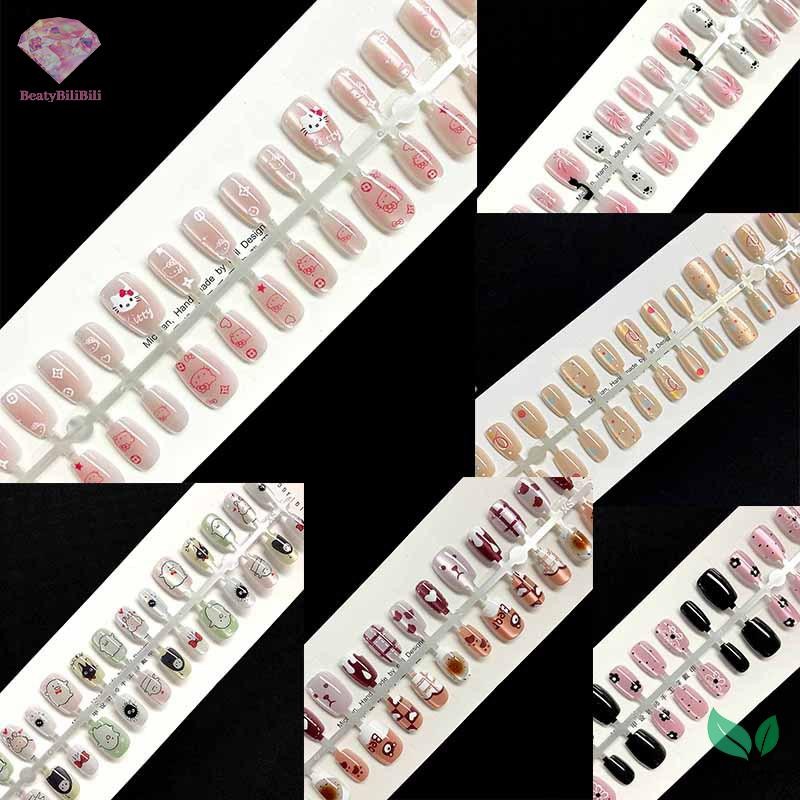 Heabty 30 ชิ้นขนาดสั้นกดบนเล็บตา Pure Ballerina ตกแต่งสวมใส่เล็บปลอมคลุมทั้งหมดเล็บเคล็ดลับ Art ใหม่