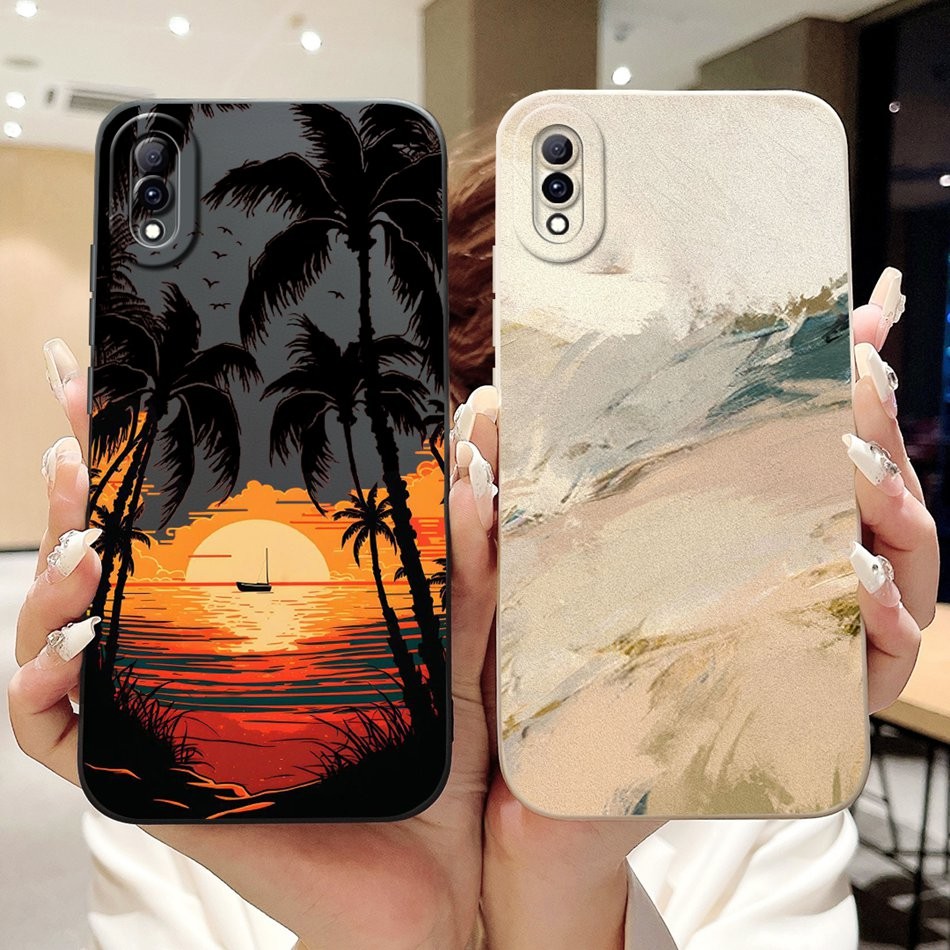 สําหรับ Vivo Y97 V1813A V1813T เลนส์ป้องกันกรณีแฟชั่นใหม่ Sunset Soft Silicon เคสโทรศัพท์