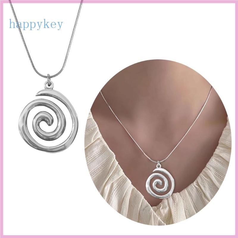 Fashionable Swirl Pendant Necklace Adjustable Length Neckchain Elegant Accessory