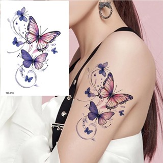 สติกเกอร์รอยสักลายผีเสื้อที่มีสีสันกันน้ําชั่วคราวสักสติ๊กเก…