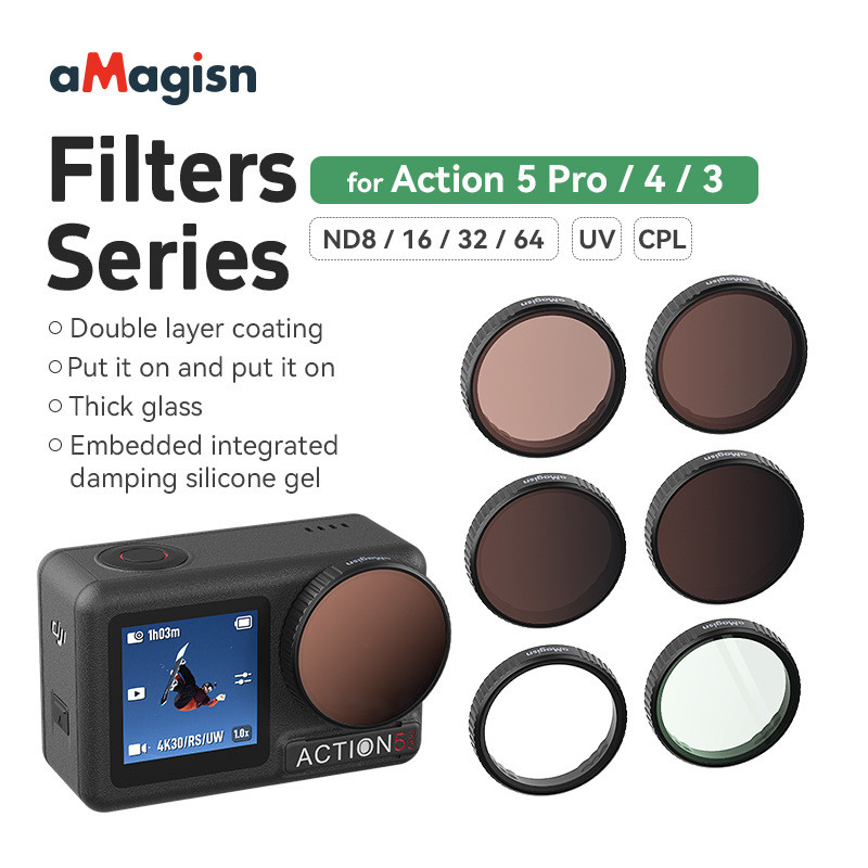 สําหรับ DJI Action 5 Pro/4/3 ชุดกรอง ND Dimming CPL Polarizer UV กล้องกรองอุปกรณ์เสริม