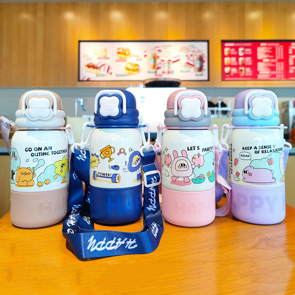 ขวดน้ําสเตนเลส 316 มีฉนวนกันความร้อน พร้อมหลอด กันรั่วซึม แบบพกพา สําหรับเด็กนักเรียนอนุบาล ไปโรงเรียน