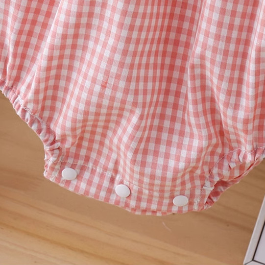 เด็กฤดูร้อนเสื้อผ้าใหม่บางบอดี้สูทแขนกุด0-24เดือนเด็กผ้าฝ้ายแท้ลายสก๊อตสีชมพูสุดน่ารักสไตล์เจ้าหญิง ชุดรอมเปอร์ - รูปที่ 6