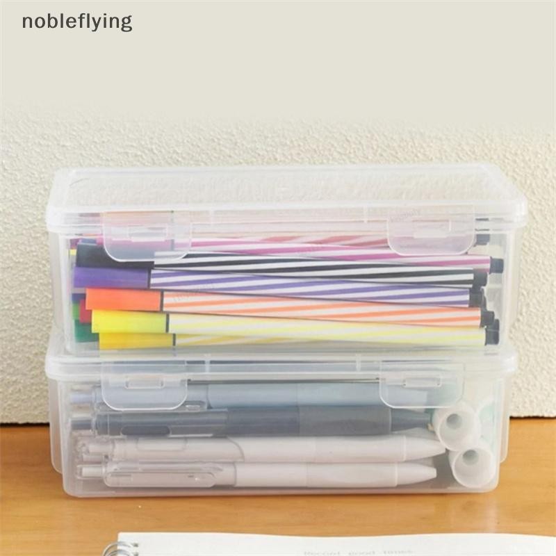 Nf 1PC ความจุขนาดใหญ่กล่องดินสอกล่อง PP วัสดุโปร่งใสกล่องดินสอ Stackable อุปกรณ์สํานักงานจัดเก็บกล่อง nobleflying