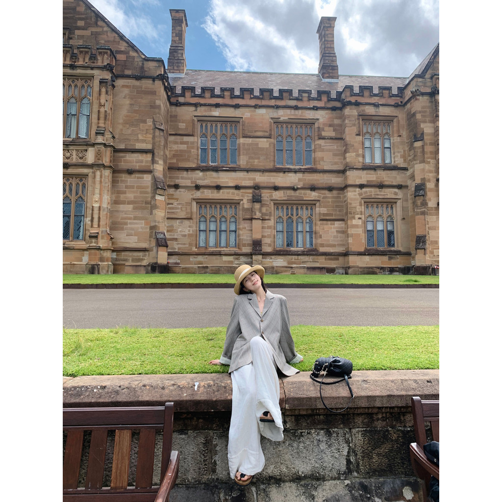 Luna Shop กางเกงลําลองผู้หญิง กางเกงขาตรงเชือกรูด หลวมๆ เรียบง่าย เนื้อผ้าบางใส่สบาย สไตล์เกาหลี 🍒 พร้อมส่ง 💕 - รูปที่ 6