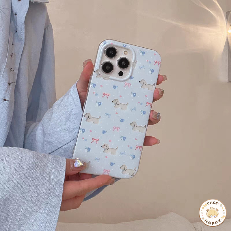 เคส Samsung A05S A06 A15 A51 A54 A23 A05 A04 A14 A12 A03 A13 A55 A50 A24 A32 A34 M12 ดอกไม้โรแมนติกน่ารักDachshundโบกบอน - รูปที่ 5