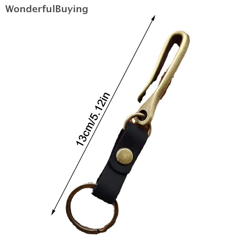 Wbth Vintage พวงกุญแจหนังแท้อุปกรณ์เสริมคุณภาพสูง Cowhide Key Chain สําหรับผู้ชายแฟชั่น U-waist Keyring Hook Vary