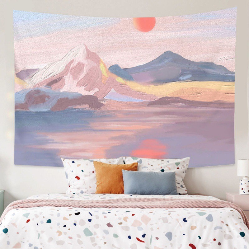 ผ้าแขวน Agirl สไตล์ INS ลายหัวใจน่ารัก ภาพวาดสีน้ำมัน วอลล์เปเปอร์ ผ้าพื้นหลัง ตกแต่งห้องพักหอพัก ห้องนอน ฉากหลังขายส่ง - รูปที่ 2