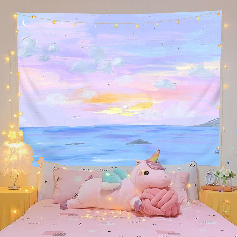 ผ้าแขวน Agirl สไตล์ INS ลายหัวใจน่ารัก ภาพวาดสีน้ำมัน วอลล์เปเปอร์ ผ้าพื้นหลัง ตกแต่งห้องพักหอพัก ห้องนอน ฉากหลังขายส่ง - รูปที่ 7