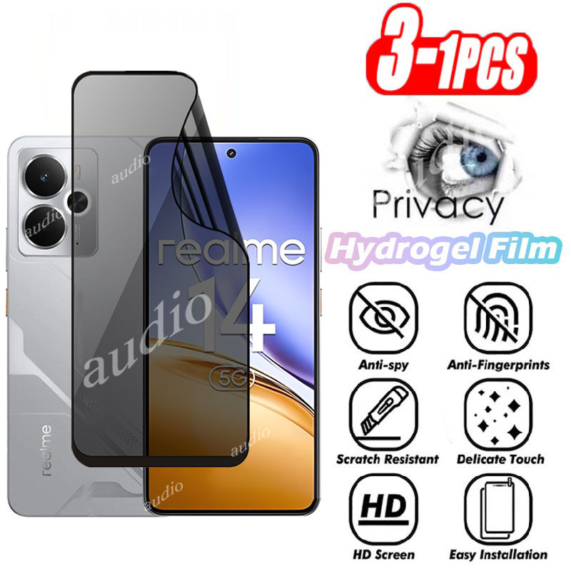 Realme 14 14t 5G 1-3Pcs Anti-Spy Hydrogelฟิล์มสําหรับRealme 14 14t realme14t 5G Full Softความเป็นส่ว