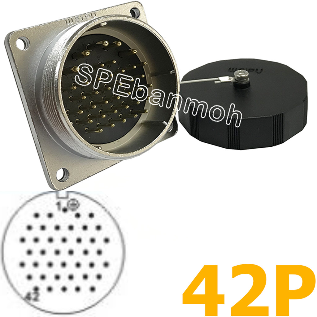 [ 1ชิ้น ] WS48-ZZM-42 ปลั๊กเหล็ก 48mm ผู้ติดแท่น Male คอนเน็คเตอร์เหล็ก Metal Connector WS48 Connector ปลั๊กเหล็ก 42P...