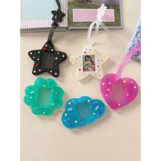 Ins สไตล์น่ารัก Star 3 ซม. ID Photo Card Holder ซิลิโคน Glitter Star Chasing พวงกุญแจกระเป๋าจี้