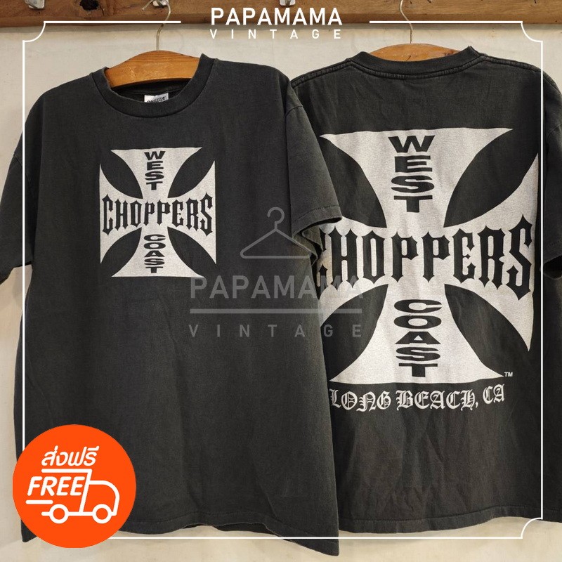 [ WEST COAST ] CHOPPERS Long Beach, CA  Bio washed เสื้อวินเทจ เสื้อฮาเลย์ papamama vintage shirt