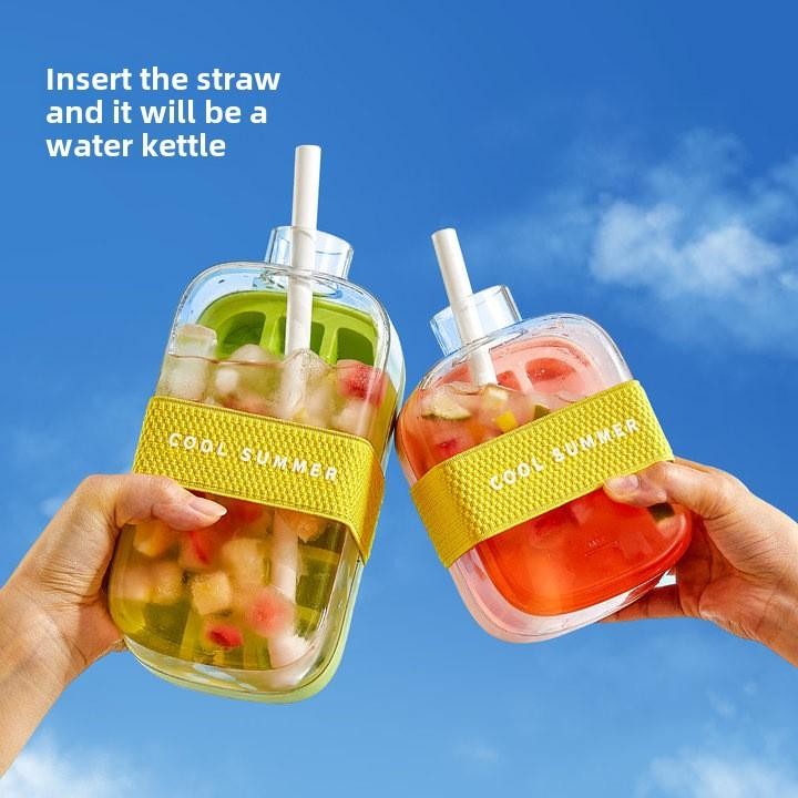 FQUAN(17oz/27oz)ถาดน้ำแข็งกดมือดีไซน์เก๋และทันสมัย, แม่พิมพ์น้ำแข็ง, ถ้วยฟางกลางแจ้งเหมาะสำหรับเครื่