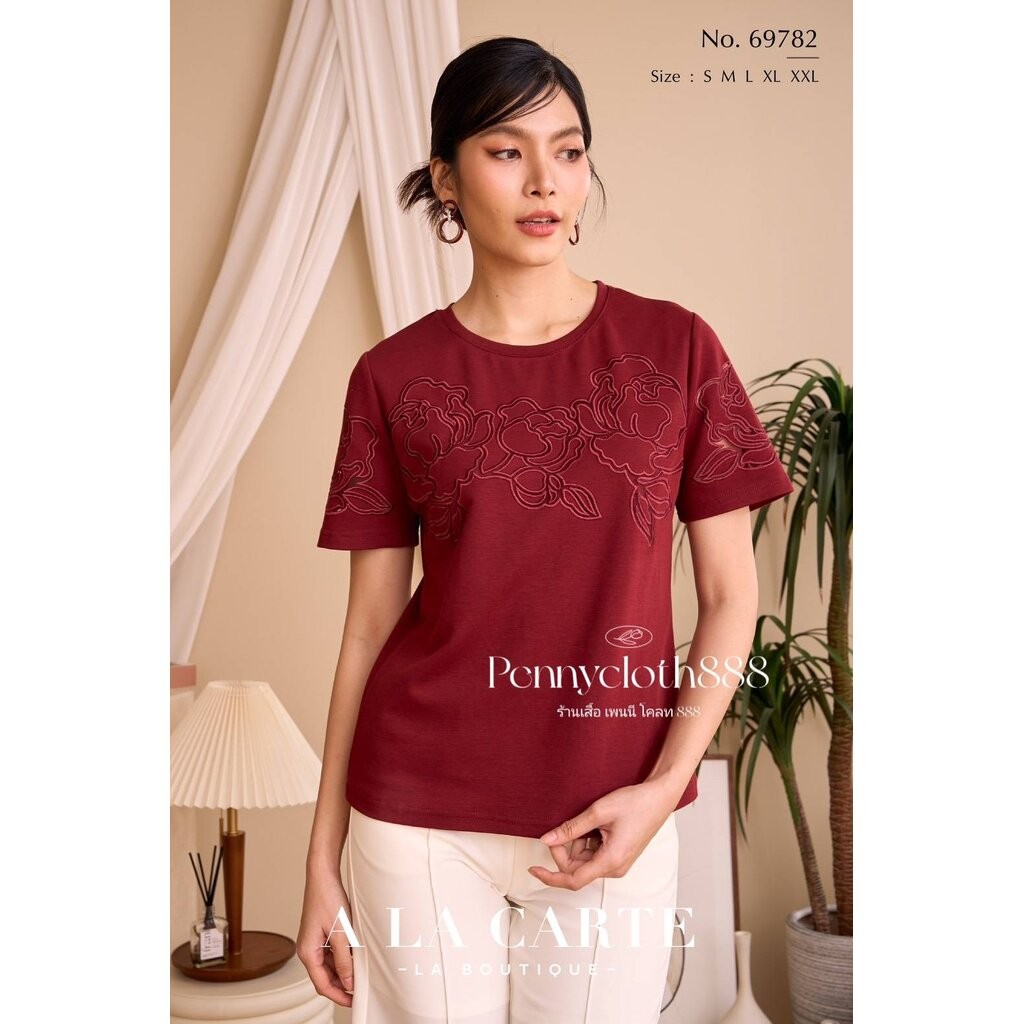 69782 เสื้อยืด A La Carte คอกลม แขนสั้น งานปัก เนื้อผ้านุ่มใส่สบาย by PENNY CLOTH 888