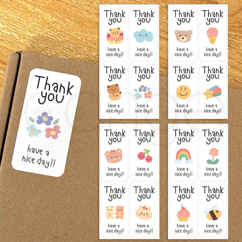 (100ชิ้น/แพ็ค) ลายน่ารัก ขอบคุณ คุณ สติ๊กเกอร์ สติ๊กเกอร์กล่องของขวัญ, สติ๊กเกอร์ซีล, สติ๊กเกอร์ฉลากซีล