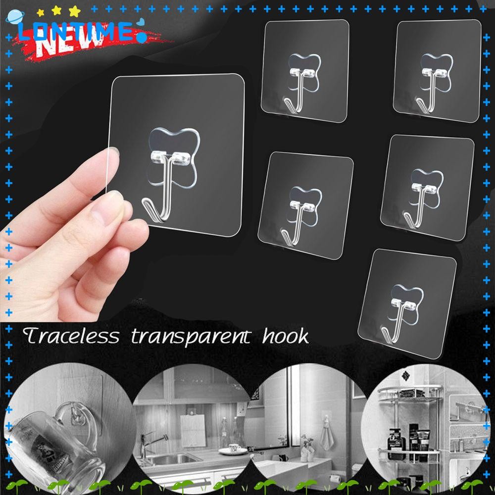 Lontime 1/6PCS Traceless Hooks Strong ผู้ถือห้องครัวโปร่งใสในครัวเรือน Wall Rack
