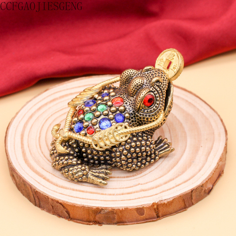 ของตกแต่งทองคำคางคกทองคำ ทองแดง คางคกสามขา ของตกแต่งบ้านสำหรับห้องนั่งเล่น สำนักงาน ของขวัญเปิดร้าน - รูปที่ 4