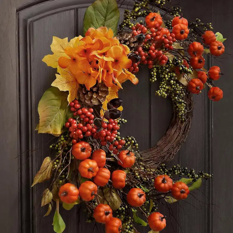 Fall Wreath Vibrant Fall Wreath Vibrant Fall Harvest Wreath Mini Pumpkins Berries Ornamental Decor f