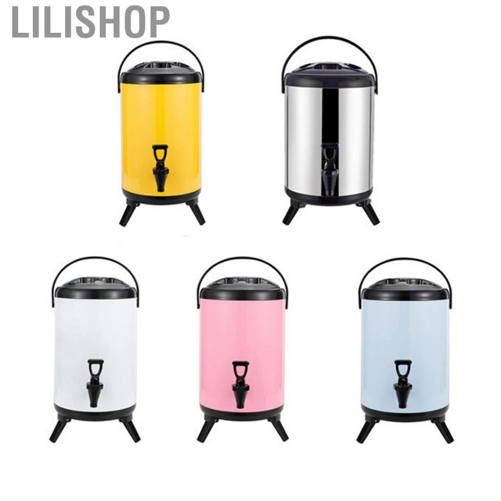 Lilishop Insulated Hot and Cold Beverage Dispenser Bucket Stainless Steel with Spigot for Milk Tea