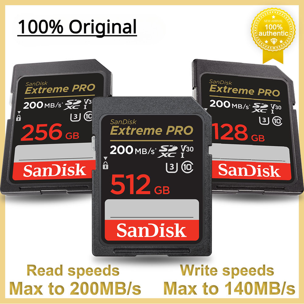 Sandisk การ์ดหน่วยความจํา SD Extreme PRO ความเร็วสูงถึง 200MB/s U3 4K UHD Video C10 V30 SDHC และ SDXC UHS-I สําหรับกล้อง
