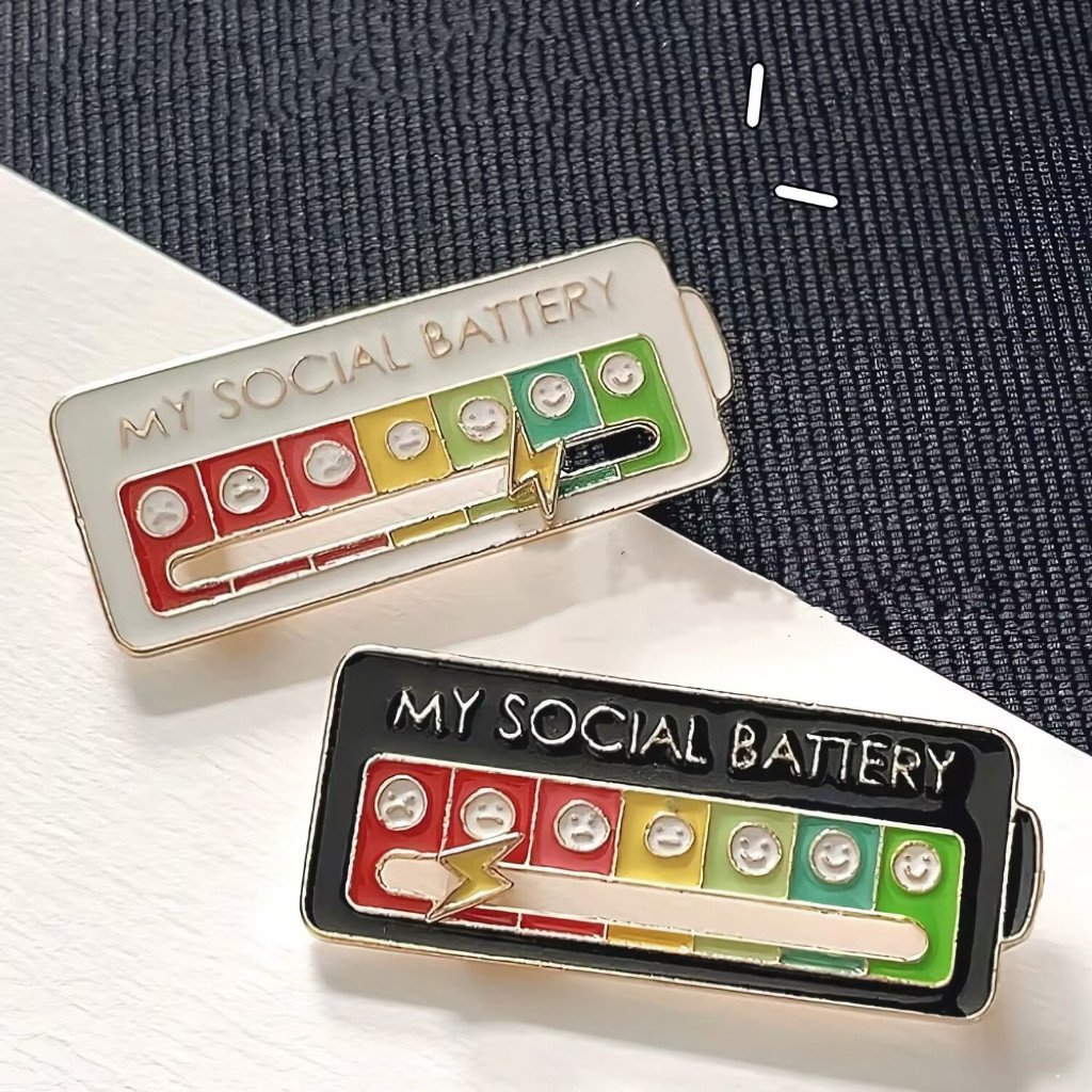 My Social Battery เข็มกลัดสไลด์อารมณ์ สร้างสรรค์ เครื่องประดับ ของขวัญ