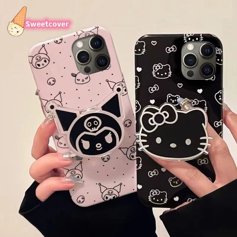 เคสโทรศัพท์มือถือนิ่ม ลายการ์ตูนสุนัข Pacha พร้อมขาตั้ง สีดํา สําหรับ iPhone 15 14 13 12 11 Pro Max X Xr Xs Max 7 8 Plus SE2020