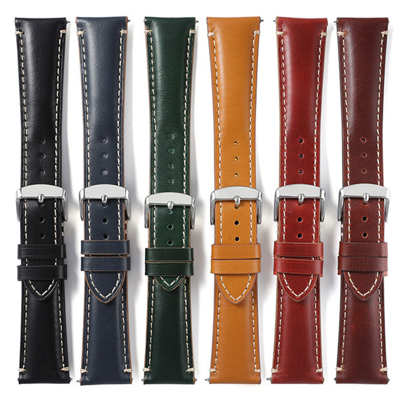 Cordovan หนังแท ้ สายนาฬิกา 18 มม.20 มม.22 มม.24 มม.Quick Release Watchband สีสัน Unisex เข ็ มขัด Universal นาฬิกาผู ้ หญิงผู ้ ชายสร ้ อยข ้ อมือนาฬิกาอุปกรณ ์ เสริม