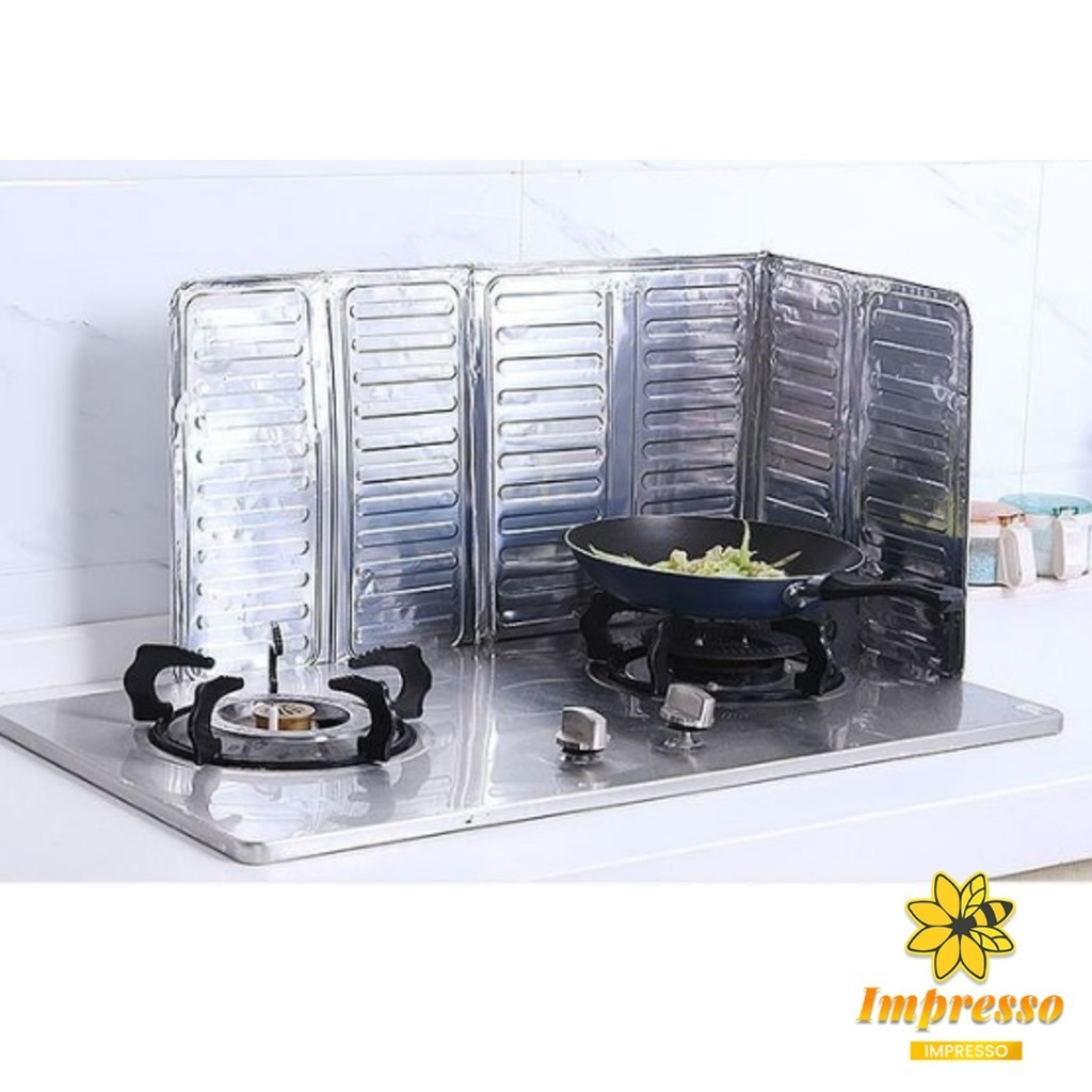 Impresso แผ่นอลูมิเนียม สีตะกั่ว กันน้ำมันกระเด็น ฉากกั้นน้ำมันกระเด็น สำหรับ 1 เตา  plate to prevent oil spillage