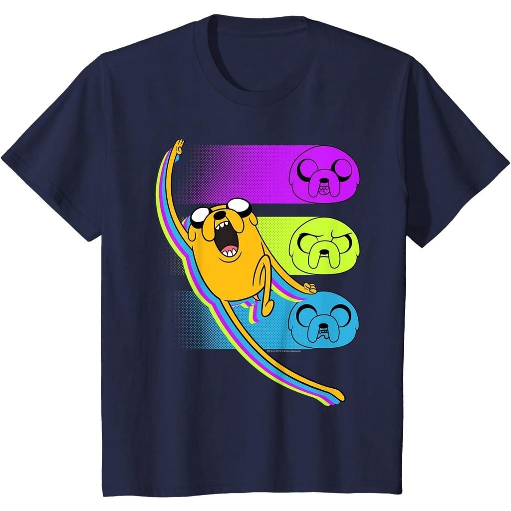 2024 เสื้อยืดผ้าฝ้ายพรีเมี่ยม เสื้อยืด ลาย Cn Adventure Time Jake Neon Faces