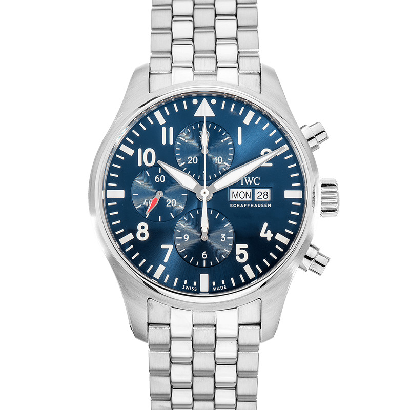 Iwc IWC Pilot Stainless Steel Blue Face Chronograph Automatic Mechanical Watch Male IW377717