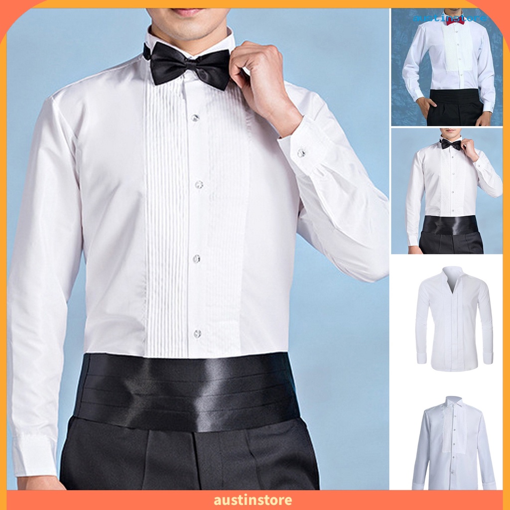 [ออสเตรเลีย] เสื้อเชิ้ต คอปก แขนยาว สีพื้น กระดุมแถวเดียว ทักซิโด้ เป็นทางการ สไตล์นักธุรกิจ สําหรับผู้ชาย ใส่ไปงานเลี้ยง งานแต่งงาน เจ้าบ่าว