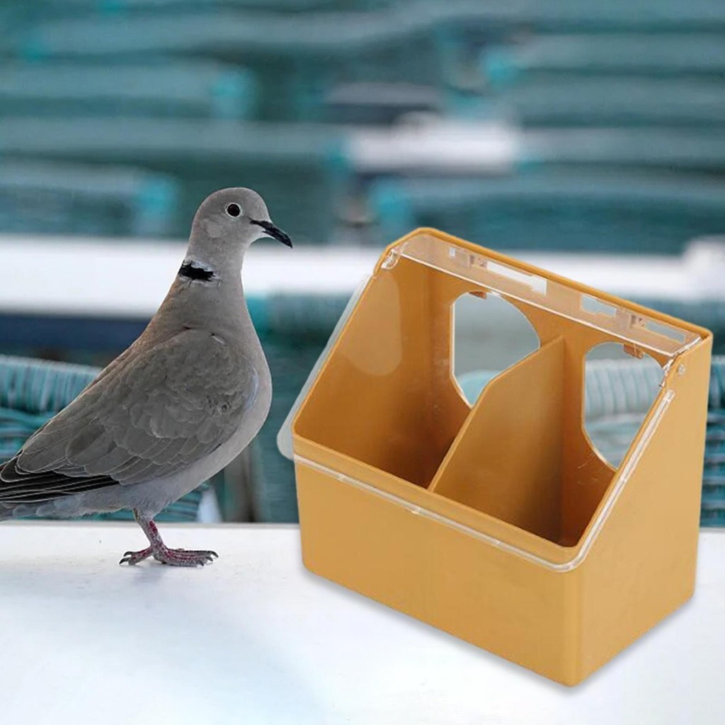 [pebbmtj] กล่องให้อาหารนกพิราบ แบบสองหลุม สําหรับกรงนกพิราบ นกแก้ว