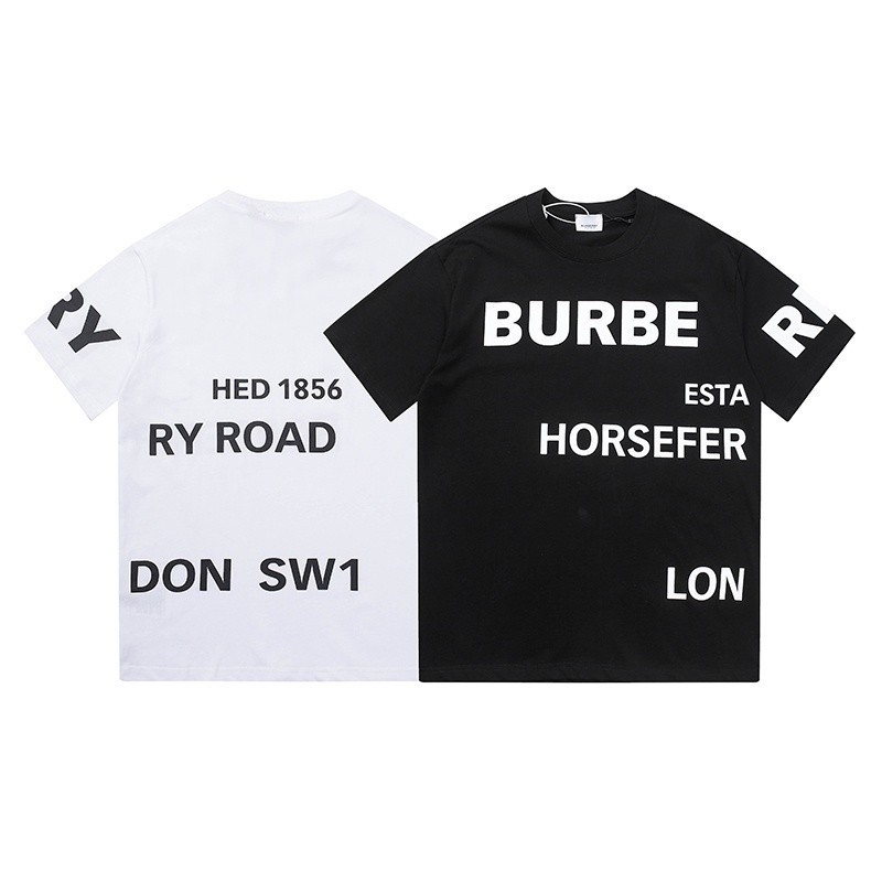 T-ShirtS-5XLเสื้อยืดแขนสั้นลําลอง ผ้าฝ้าย พิมพ์ลายตัวอักษร BBR Misaligned แฟชั่นสตรีท สําหรับผู้ชาย และผู้หญิง S-5XL S-5