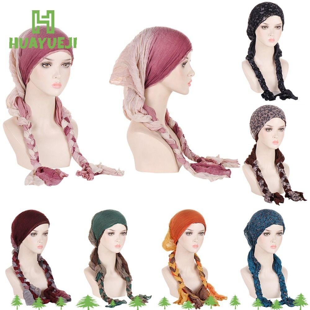 Yueji ผ้าคลุมศีรษะ ผ้าโพกหัว นุ่ม หลากสี หมวกแฟชั่น หมวกเชโม่ มุสลิม