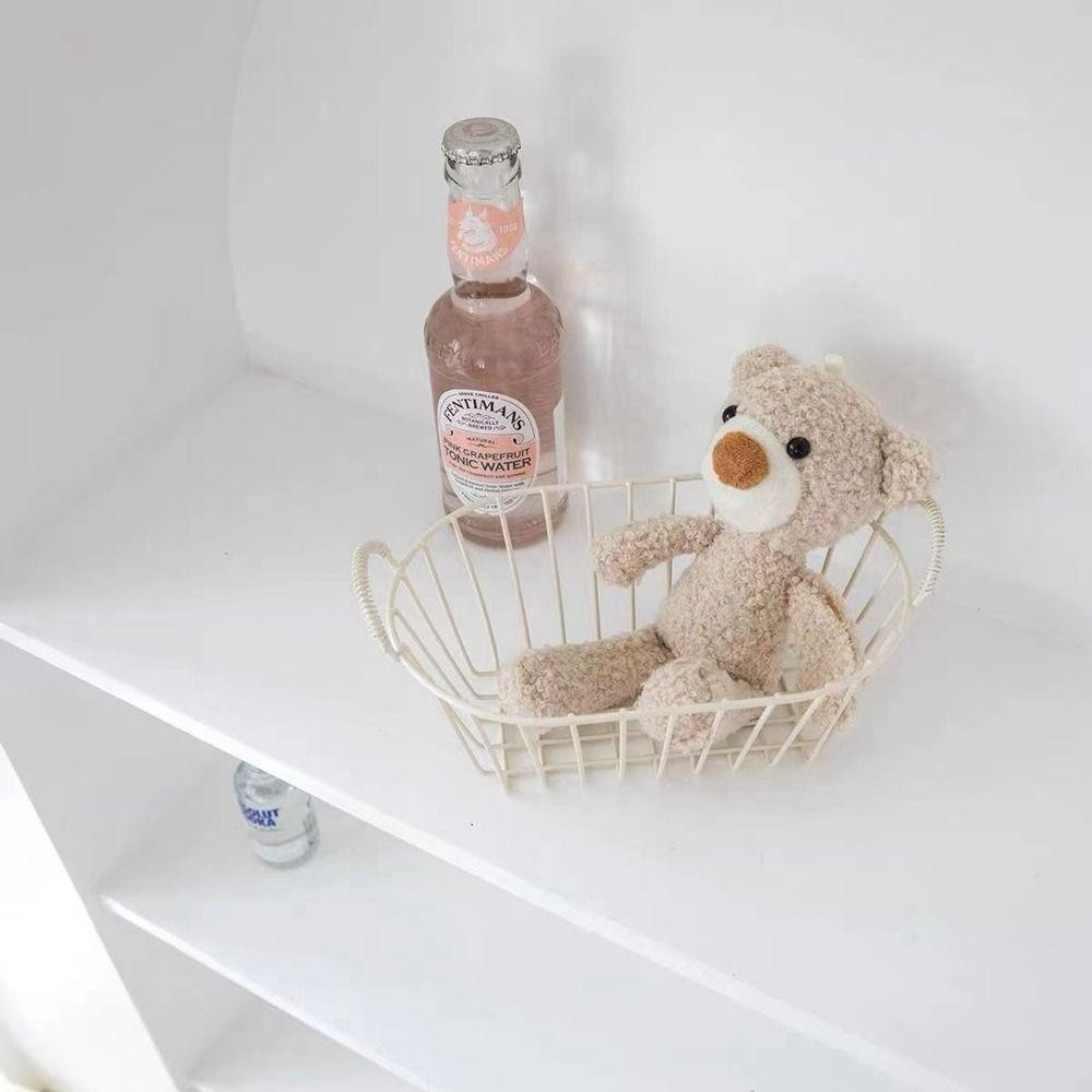 กลับ2ชีวิต ตะกร้าขนมปังเหล็ก,มีหูหิ้ว ตะกร้าเก็บลวดสีเบจ, อุปกรณ์จัดระเบียบของกระจุกกระจิกตกแต่งขนาดเล็กอเนกประสงค์สําหรับบ้าน - รูปที่ 6