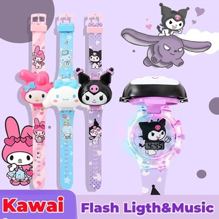 นาฬิกาข้อมืออิเล็กทรอนิกส์ ลายการ์ตูน kuromi melody Cinnamoroll Ultraman แบบเรืองแสง เหมาะกับของขวัญ สําหรับเด็กอนุบาล