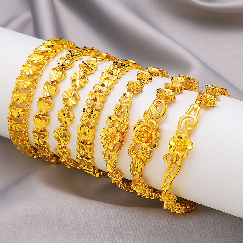 Emas Bangkok Emas Korea สร้อยข้อมือชุบทอง 24k Gelang Tangan ผู้หญิง สร้อยข้อมือดอกไม้ กำไลทอง กำไลข้อมือ กําไล