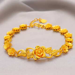 Emas Bangkok Emas Korea สร้อยข้อมือชุบทอง 24k Gelang Tangan ผู้หญิง สร้อยข้อมือดอกไม้ กำไลทอง กำไลข้อมือ กําไล