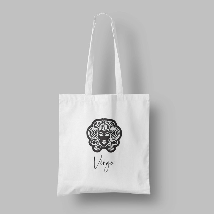 Virgo Sign Iconik Zodiac Totebag Zodiac Motif Canvas Bag for College
