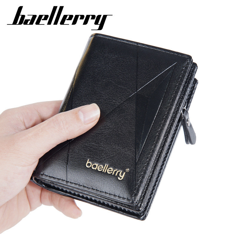 Baellerry กระเป๋าสตางค์หนัง ใบสั้น มีซิป แนวตั้ง สามมิติ สไตล์ยุโรป และสหรัฐอเมร