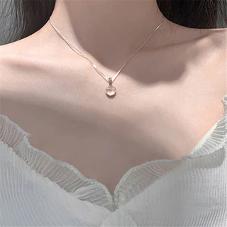 สร้อยคอ จี้หินตาแมว ดวงจันทร์ สีขาว หรูหรา สําหรับเด็กผู้หญิง