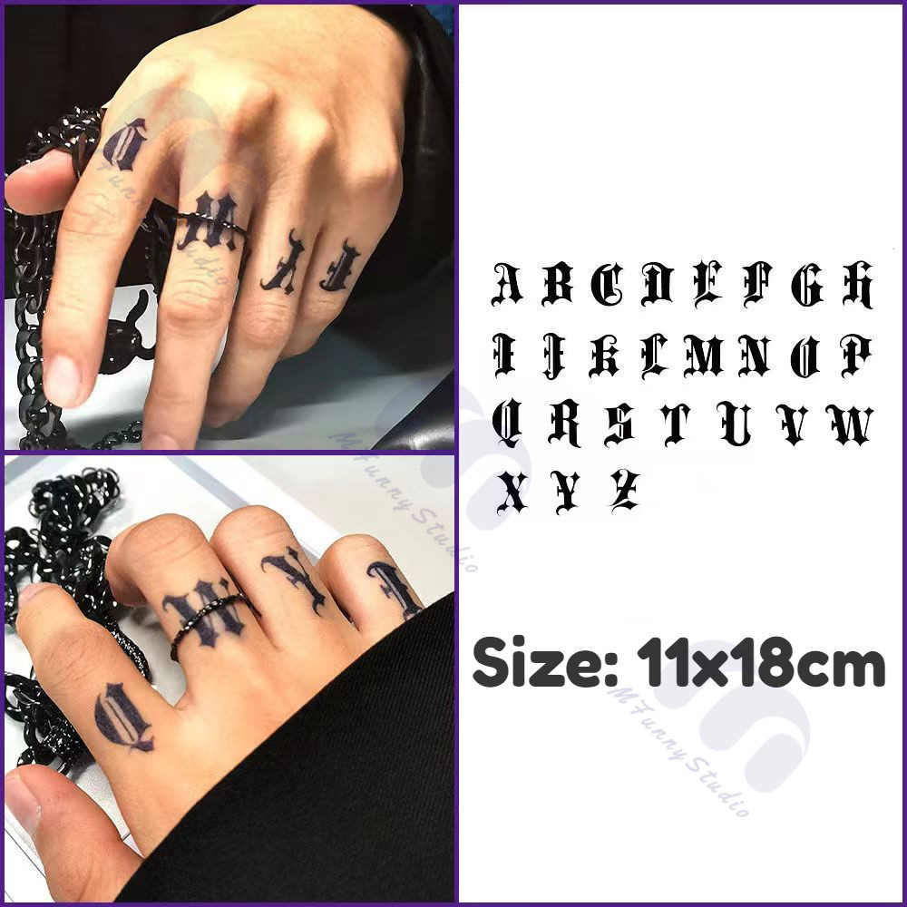 【MF Magic Tattoo】สติกเกอร์รอยสักชั่วคราว ลายตัวอักษรโกธิค กันน้ํา ติดทนนาน 15 วัน
