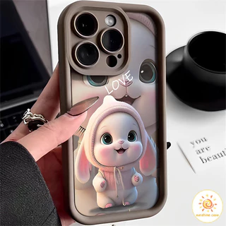 เคสโทรศัพท์ป้องกันเส้นขอบกระต่ายการ์ตูนน่ารัก ไอโฟน11 For iPhone12 13 14 15Pro MAX X XS XR 6 7 8Plus SE2020 เคสโทรศัพท์